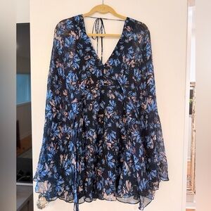 Scanlan Theodore Blue Floral Cap Sleeve Romper